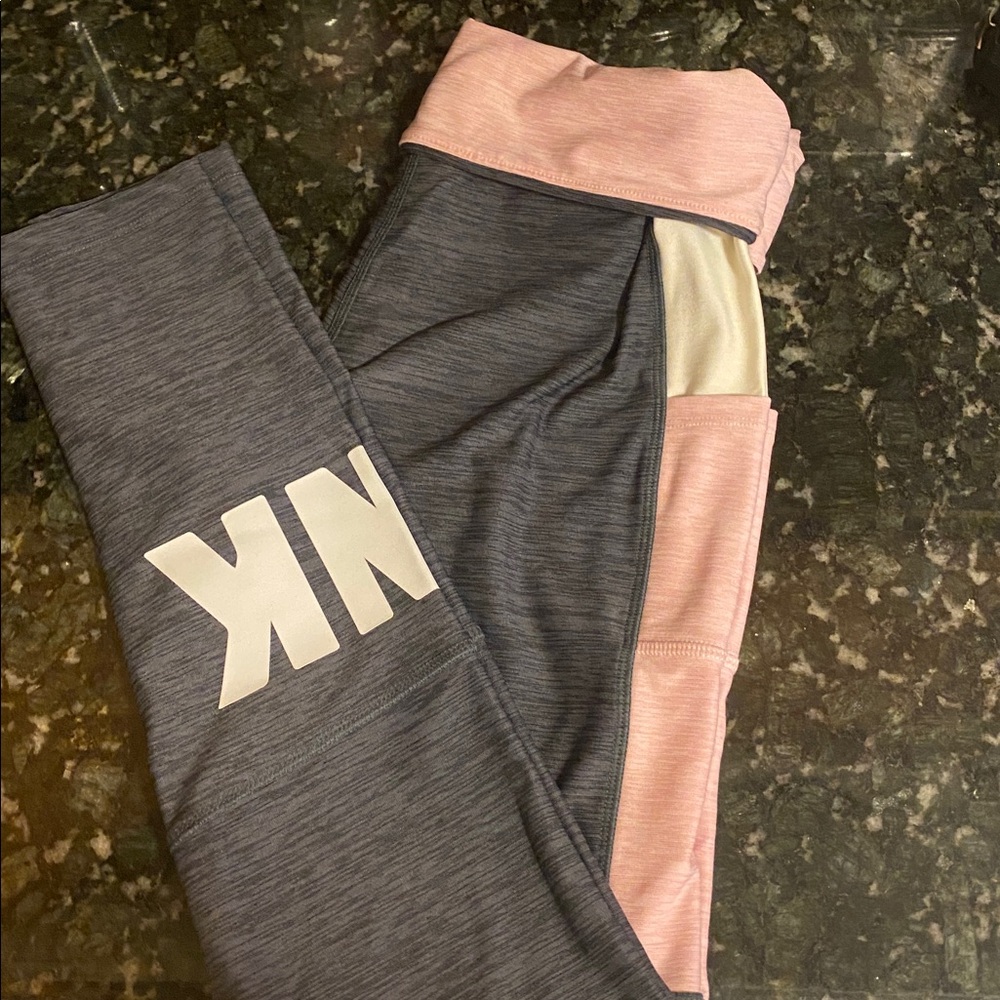 PINK Victoria's Secret Gray and Pink Leggings/Yoga/Gym Pants sz M
